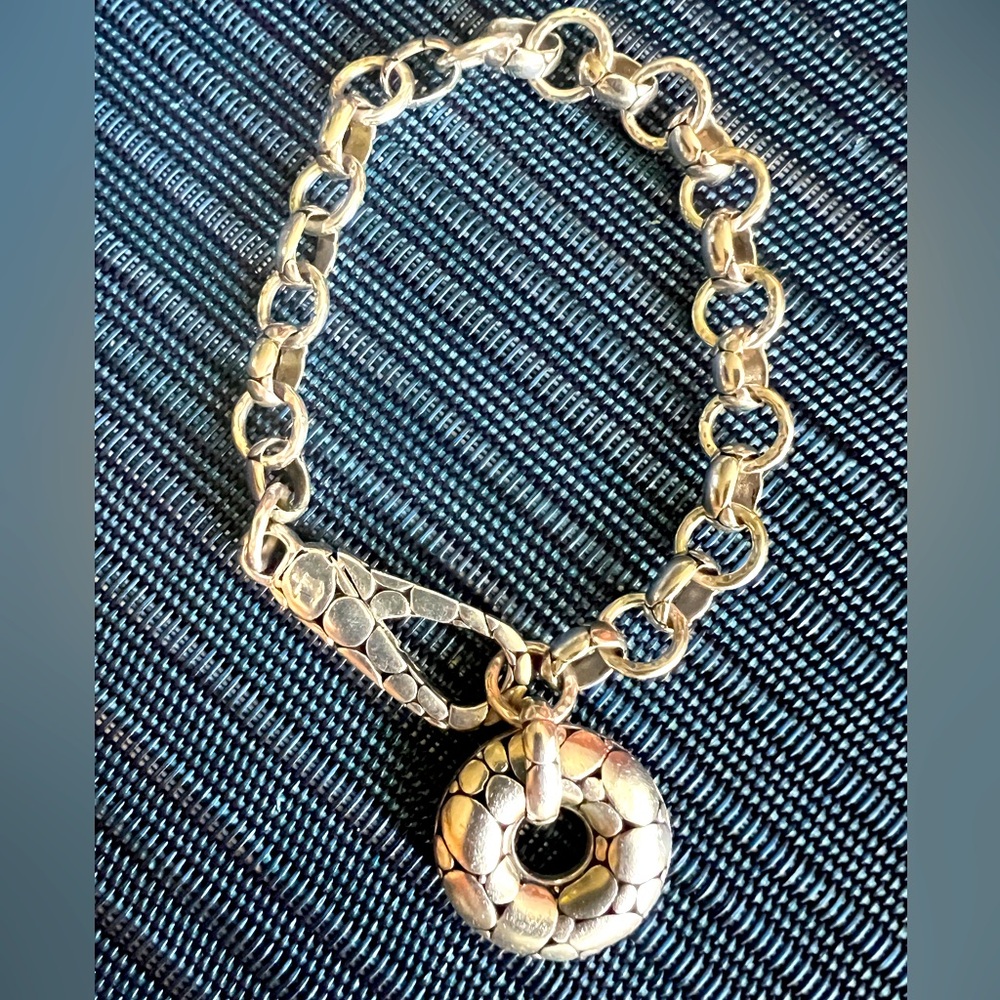 John Hardy Limited SS Kali Pebble Stone Donut Charm bracelet - Must SEE!